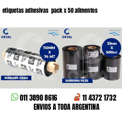 etiquetas adhesivas  pack x 50 alimentos