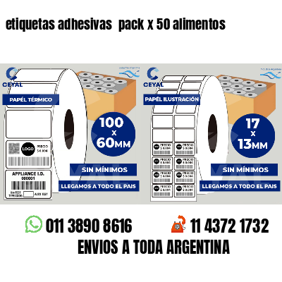 etiquetas adhesivas  pack x 50 alimentos