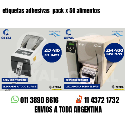 etiquetas adhesivas  pack x 50 alimentos