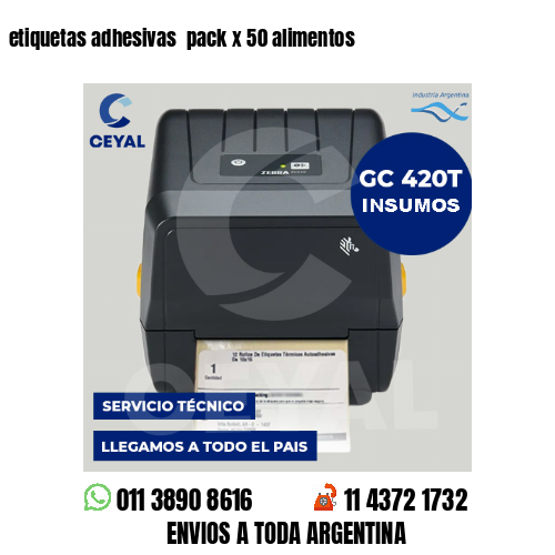 etiquetas adhesivas  pack x 50 alimentos