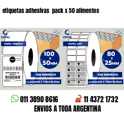 etiquetas adhesivas  pack x 50 alimentos