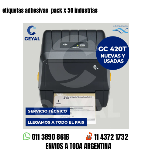 etiquetas adhesivas  pack x 50 industrias