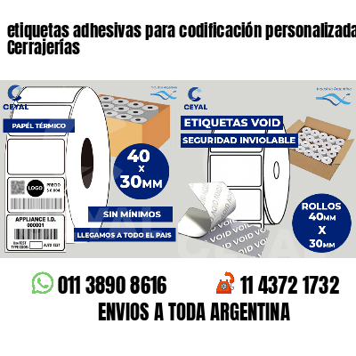 etiquetas adhesivas para codificación personalizada Cerrajerías