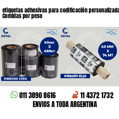 etiquetas adhesivas para codificación personalizada Comidas por peso