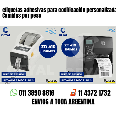 etiquetas adhesivas para codificación personalizada Comidas por peso