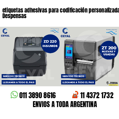 etiquetas adhesivas para codificación personalizada Despensas