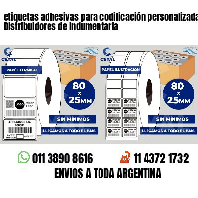 etiquetas adhesivas para codificación personalizada Distribuidores de indumentaria