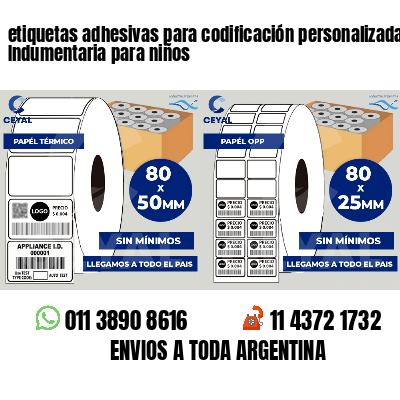 etiquetas adhesivas para codificación personalizada Indumentaria para niños