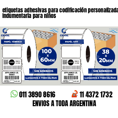 etiquetas adhesivas para codificación personalizada Indumentaria para niños