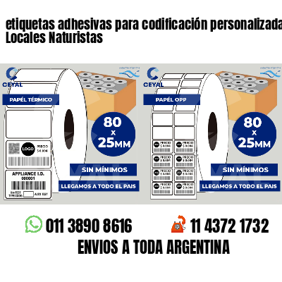 etiquetas adhesivas para codificación personalizada Locales Naturistas