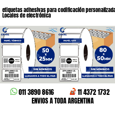 etiquetas adhesivas para codificación personalizada Locales de electrónica