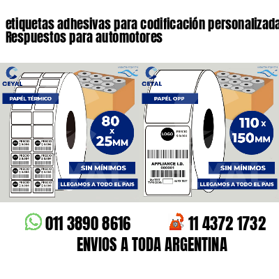 etiquetas adhesivas para codificación personalizada Respuestos para automotores
