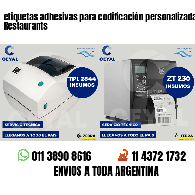 etiquetas adhesivas para codificación personalizada Restaurants