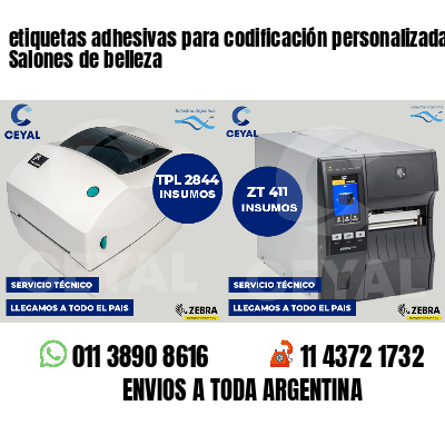 etiquetas adhesivas para codificación personalizada Salones de belleza