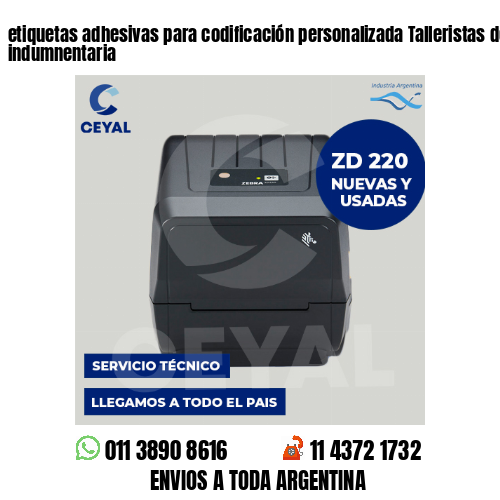 etiquetas adhesivas para codificación personalizada Talleristas de indumnentaria