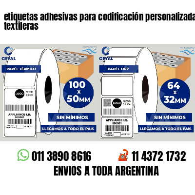 etiquetas adhesivas para codificación personalizada textileras