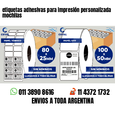 etiquetas adhesivas para impresión personalizada mochilas