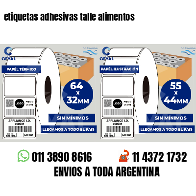 etiquetas adhesivas talle alimentos