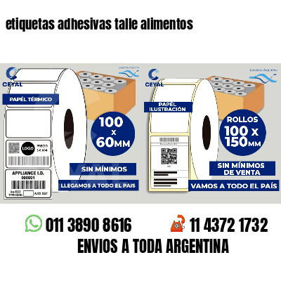 etiquetas adhesivas talle alimentos