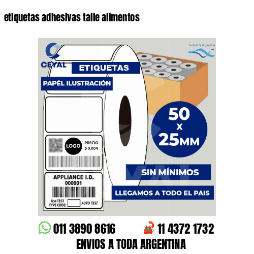 etiquetas adhesivas talle alimentos