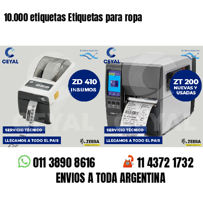 10.000 etiquetas Etiquetas para ropa