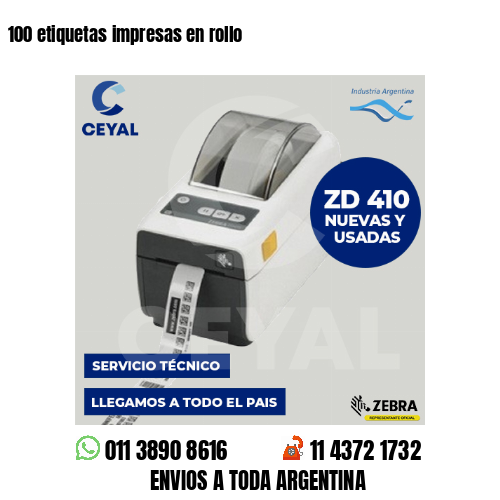 100 etiquetas impresas en rollo