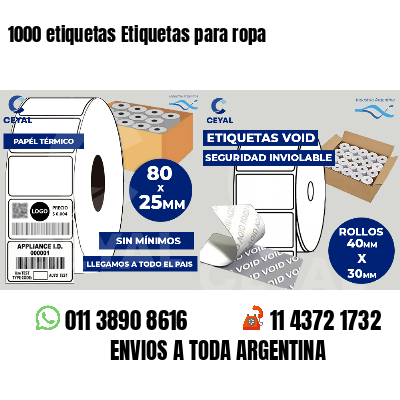 1000 etiquetas Etiquetas para ropa
