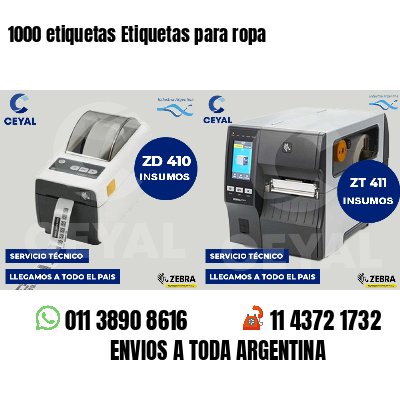 1000 etiquetas Etiquetas para ropa