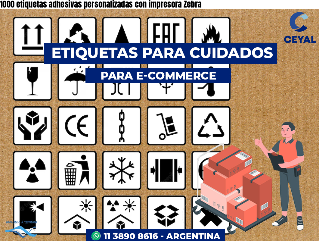 1000 etiquetas adhesivas personalizadas con impresora Zebra