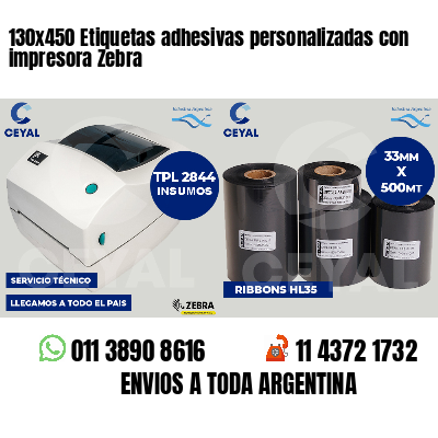 130x450 Etiquetas adhesivas personalizadas con impresora Zebra