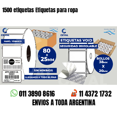 1500 etiquetas Etiquetas para ropa