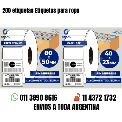 200 etiquetas Etiquetas para ropa
