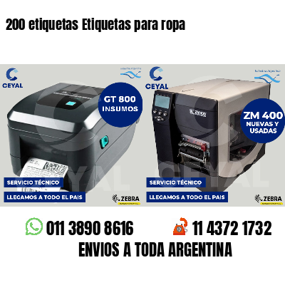 200 etiquetas Etiquetas para ropa