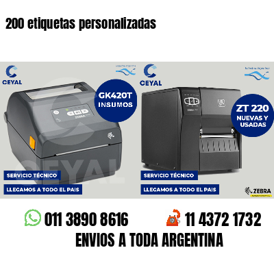 200 etiquetas personalizadas