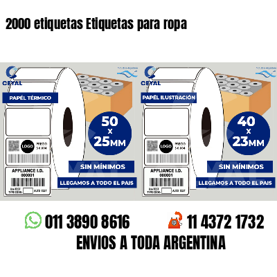 2000 etiquetas Etiquetas para ropa