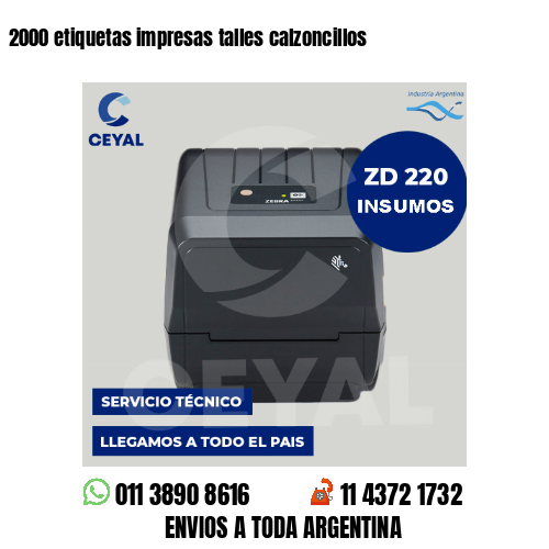2000 etiquetas impresas talles calzoncillos