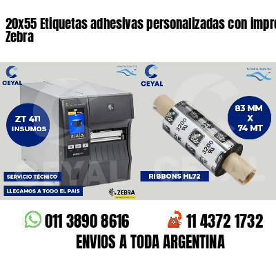20x55 Etiquetas adhesivas personalizadas con impresora Zebra