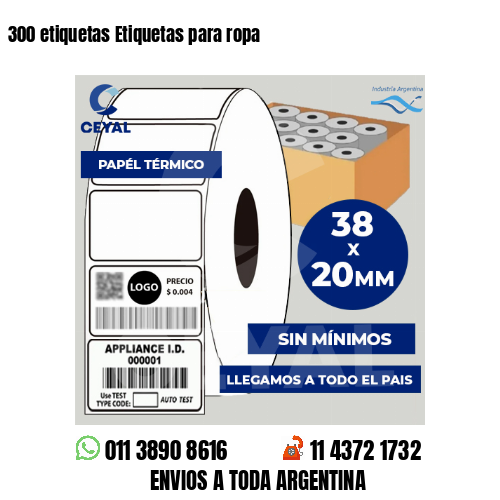 300 etiquetas Etiquetas para ropa