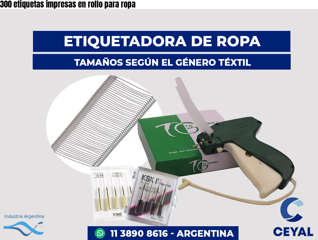 300 etiquetas impresas en rollo para ropa