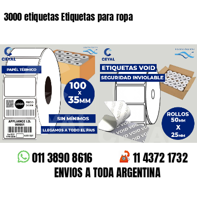 3000 etiquetas Etiquetas para ropa