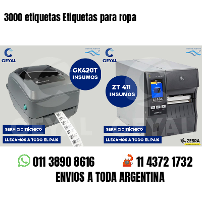 3000 etiquetas Etiquetas para ropa