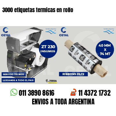 3000 etiquetas termicas en rollo