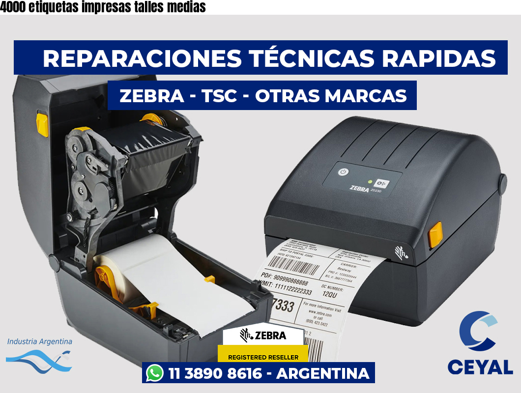 4000 etiquetas impresas talles medias