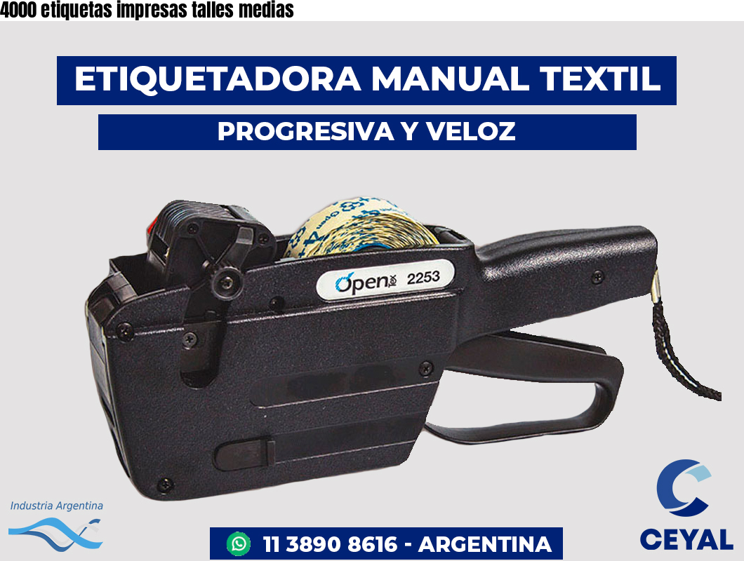 4000 etiquetas impresas talles medias