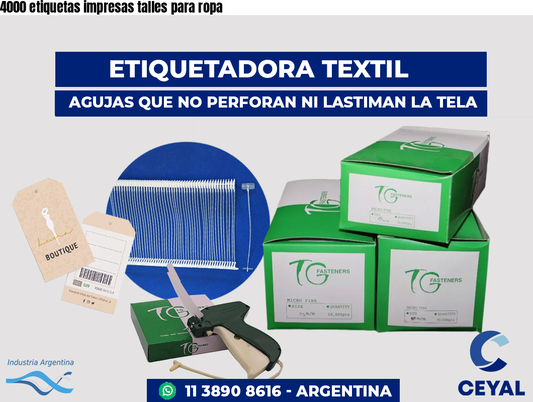 4000 etiquetas impresas talles para ropa