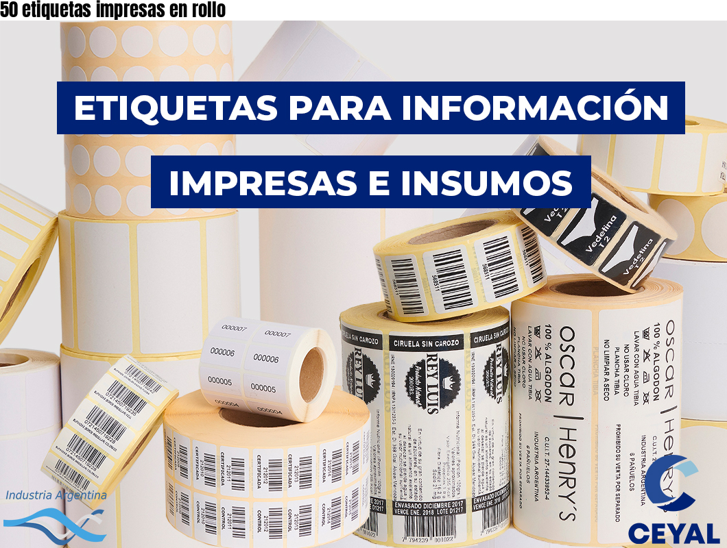 50 etiquetas impresas en rollo