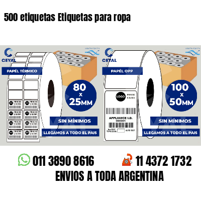 500 etiquetas Etiquetas para ropa