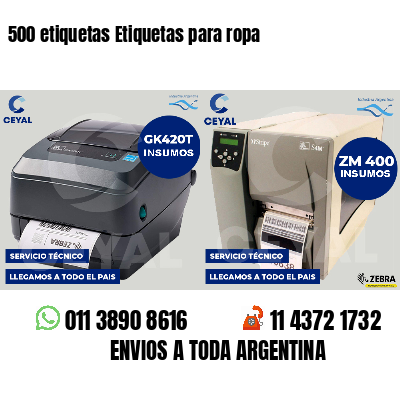 500 etiquetas Etiquetas para ropa
