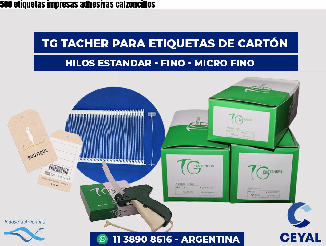 500 etiquetas impresas adhesivas calzoncillos