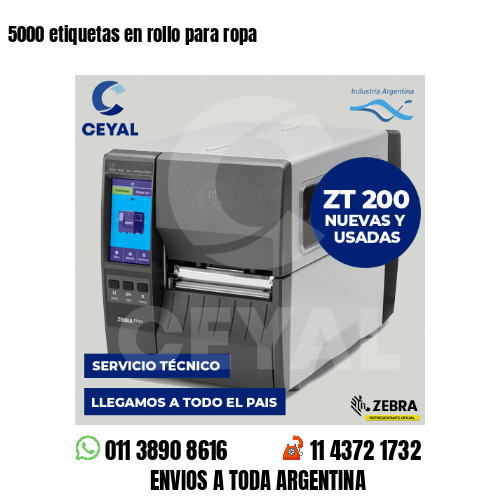 5000 etiquetas en rollo para ropa